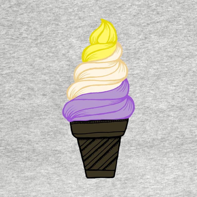 LGBTQIA+ Nonbinary Pride Flag Soft Serve Ice Cream Cone by FatCatSwagger